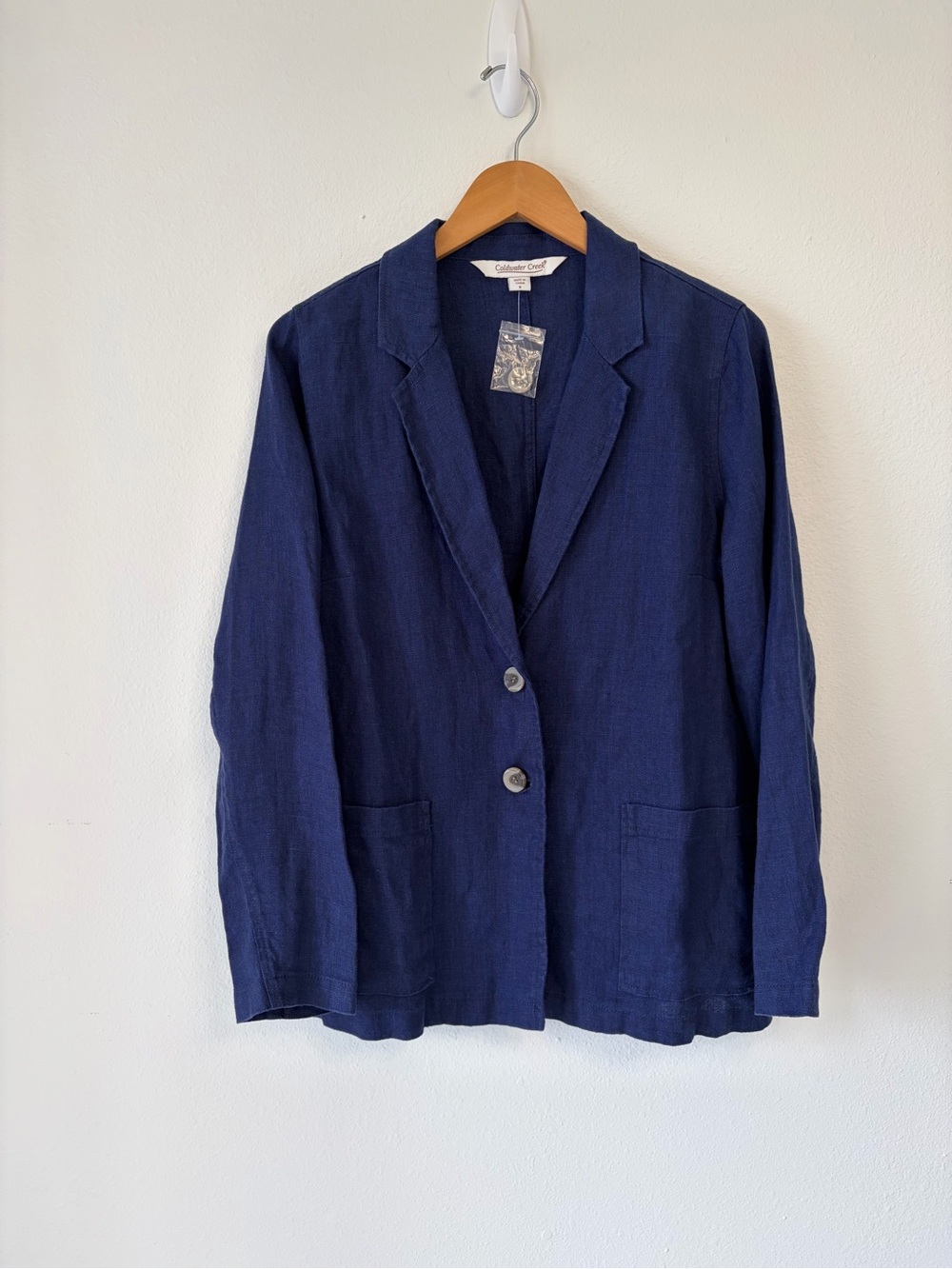 Coldwater Creek Women’s Small Blue Linen Blazer Jacket Button Front